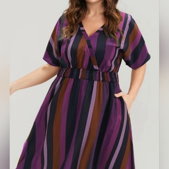Purple stripe V-neck wrap pocket maxi dress size 26 or 4X - Picture 3 of 4